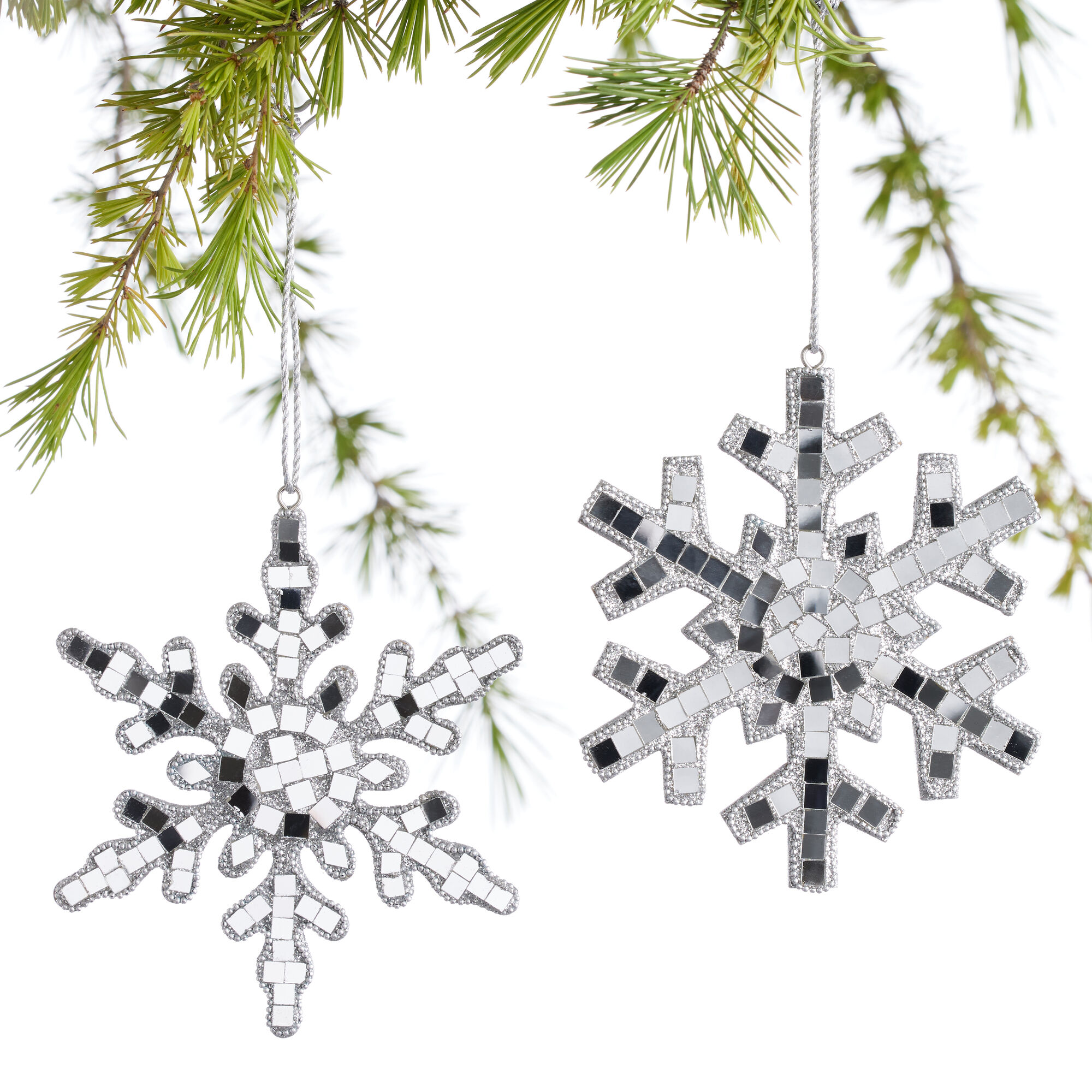 Disco Snowflake Ornaments Set Of 2