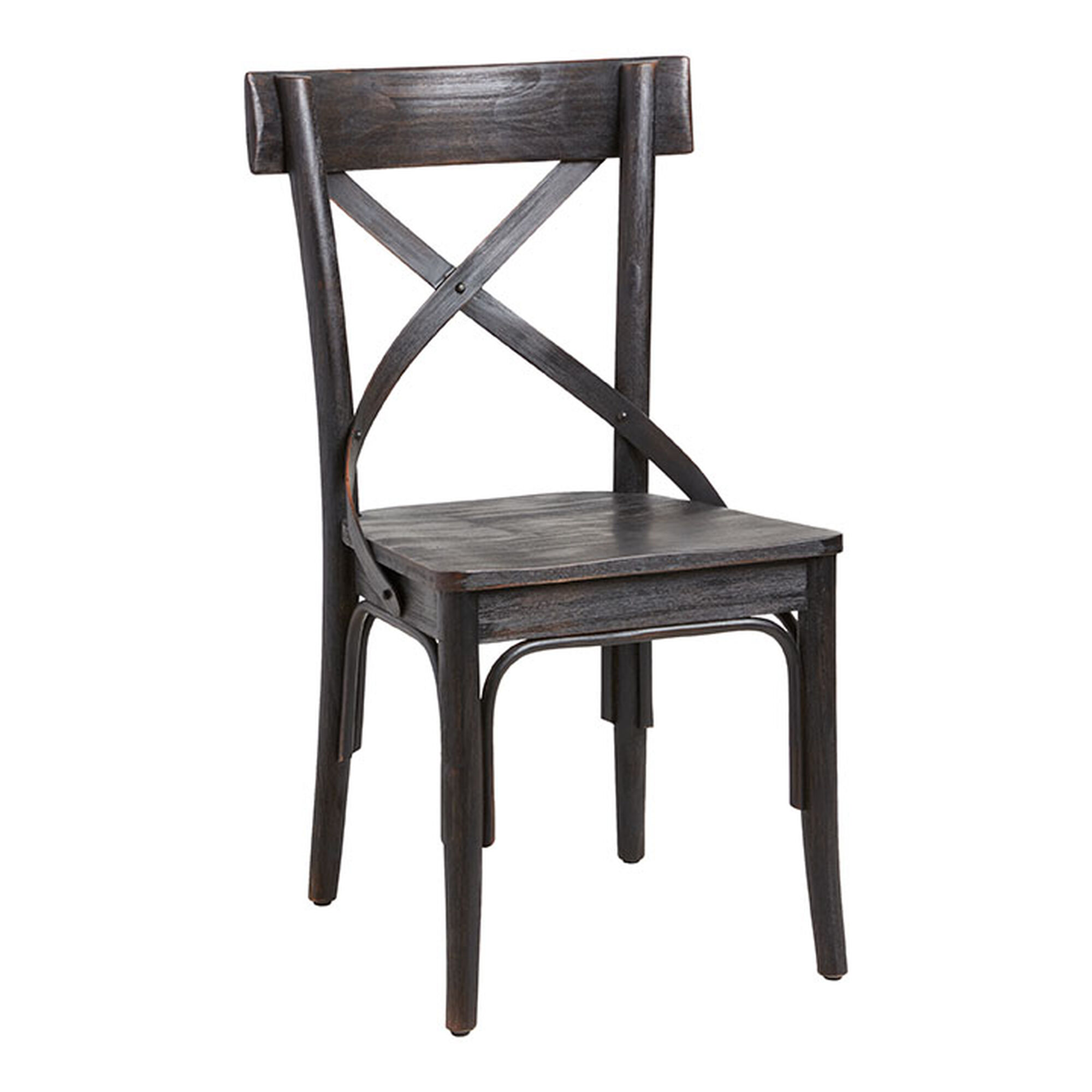 Blackwash Bistro Distressed Wood Dining Chair Set of 2