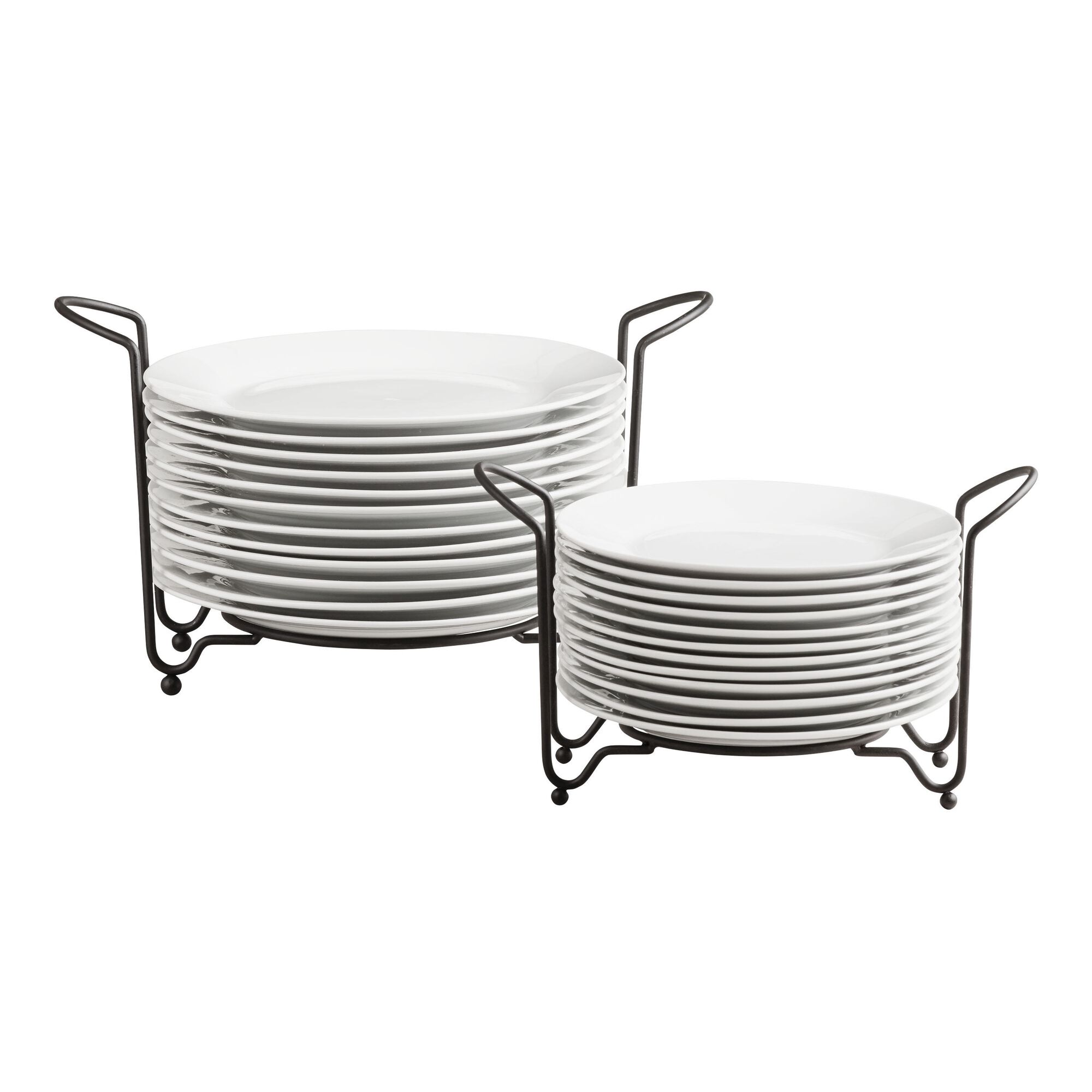 12 pc. 10.5" Plates Porcelain Plates With Stacking Rack 12 Piece Set