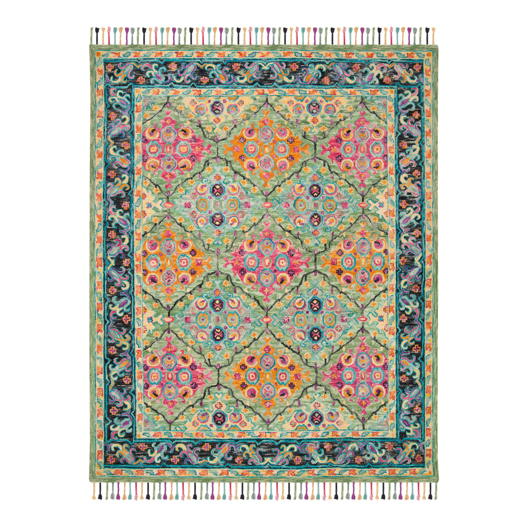 2'3" x 7' Multicolored Green Floral Wool Amelia Area Rug