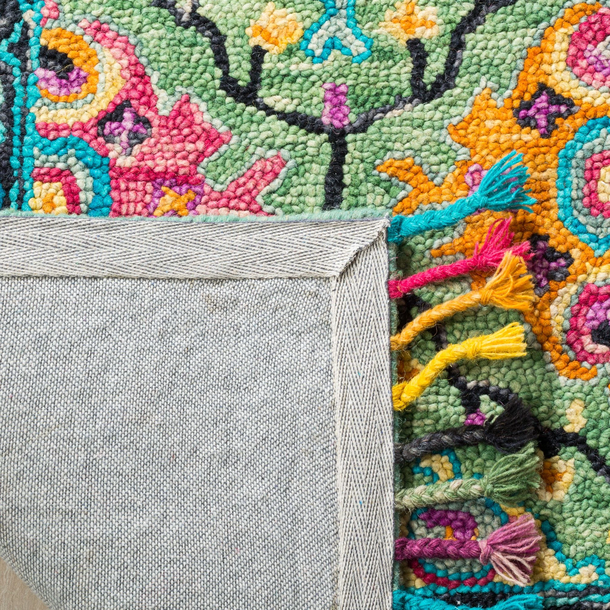 2'3" x 7' Multicolored Green Floral Wool Amelia Area Rug